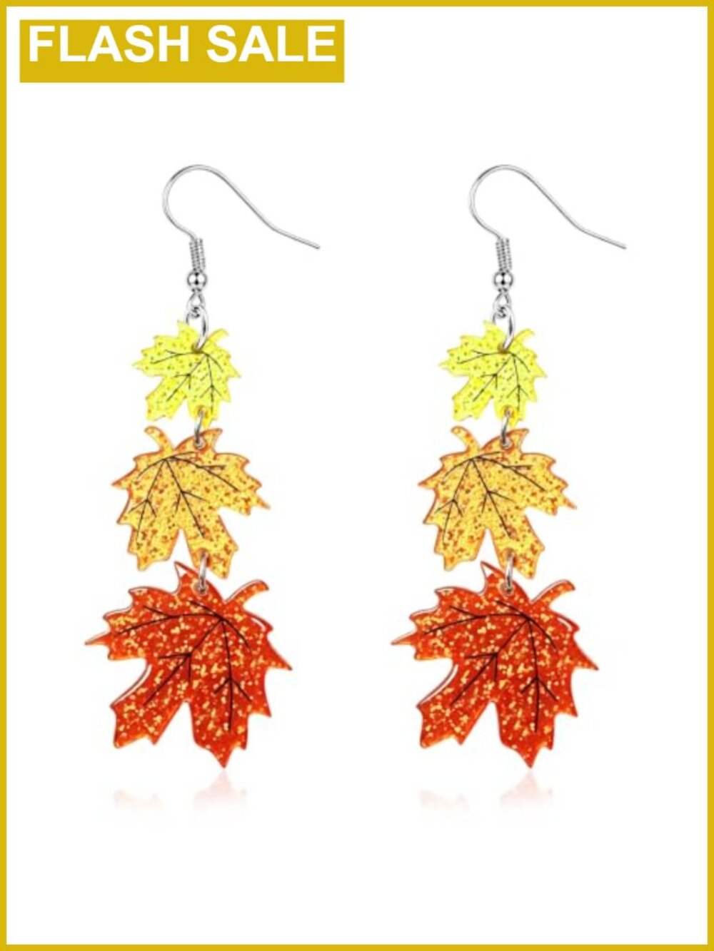 Acrylic Maple Leaf Dangle Earrings French Wire Thanksgiving Fall Jewelry